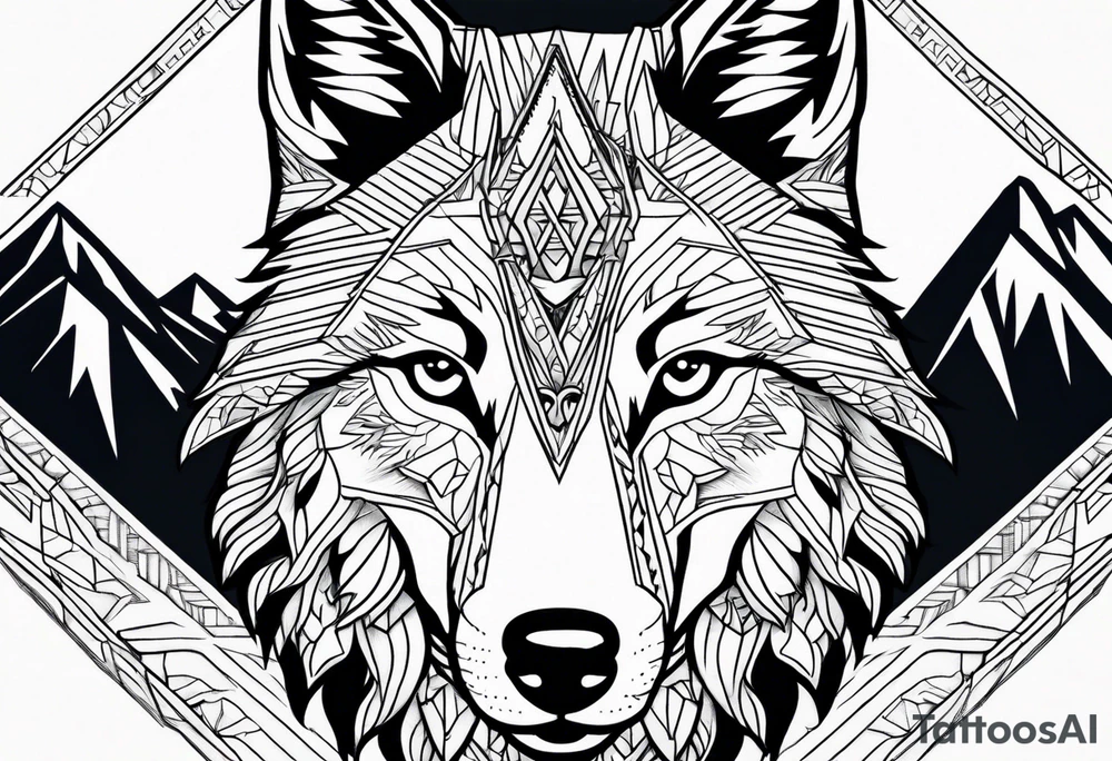 Mountains, wolf eyes underneath tattoo idea