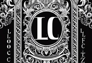small fine line art with the letters L and C tattoo idea