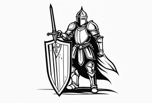 knight with a shield and sword tattoo idea