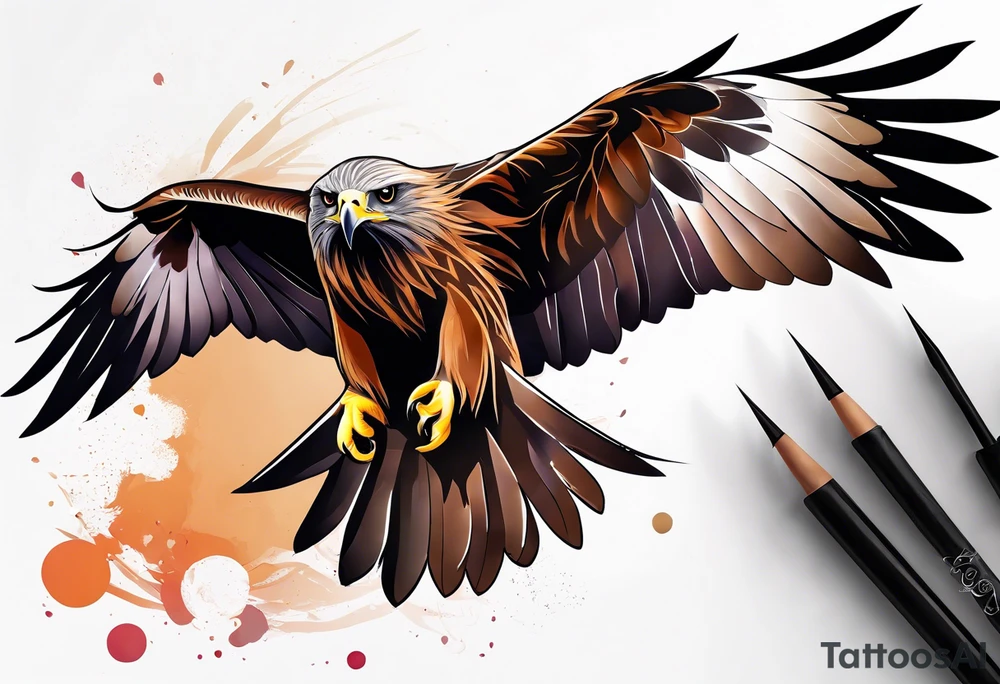 Black kite. Soft. Small. Child like. Environmental elements. Girly. Cute. tattoo idea