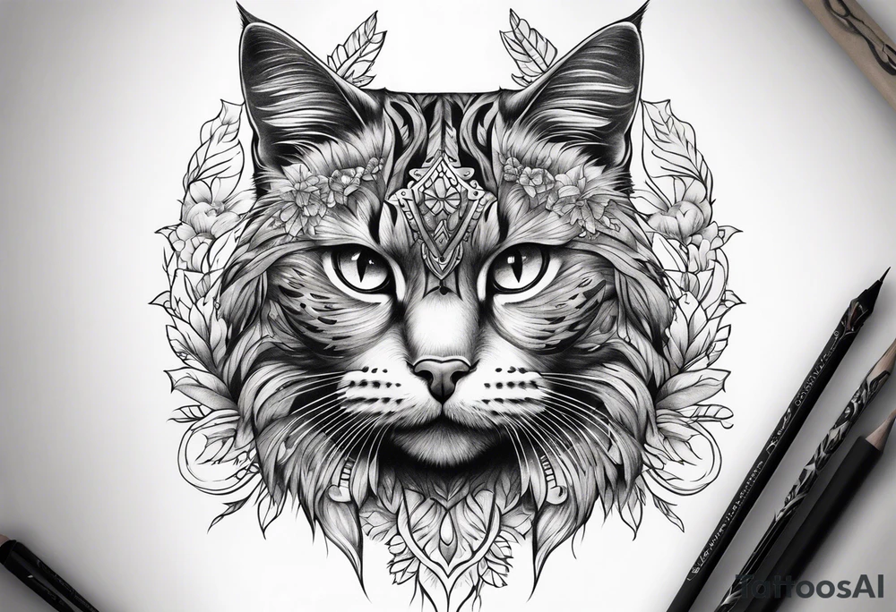 un chat tattoo idea