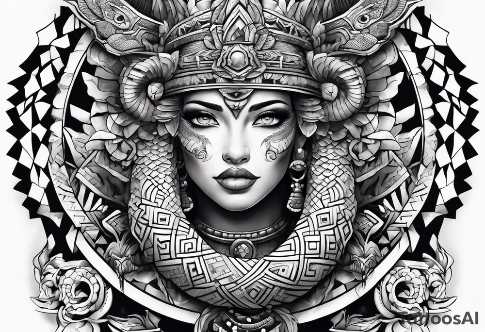 aztec snake sleeve tattoo idea