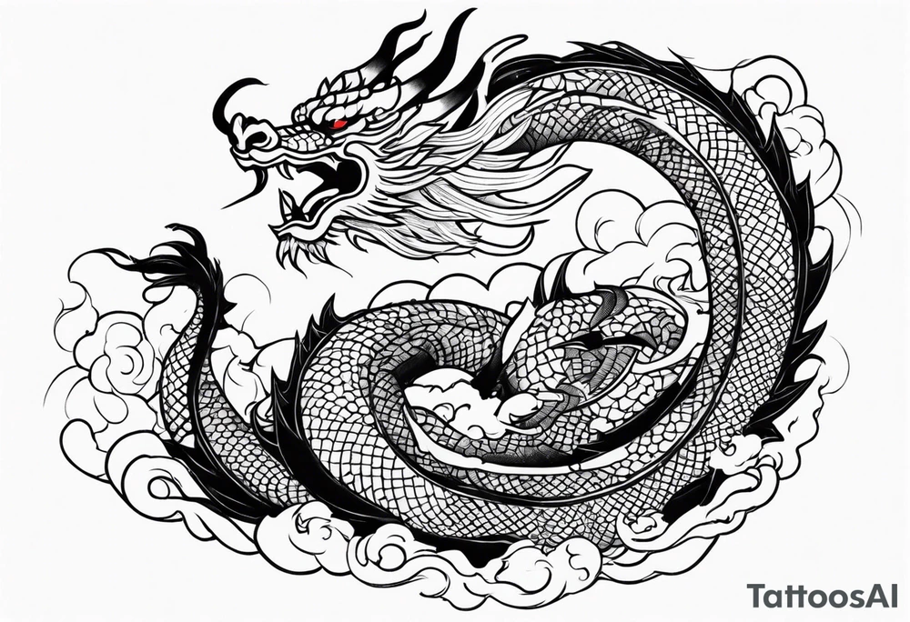 a full sleeve of a japanese styled dragon. Simplistic tattoo idea