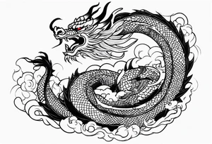 a full sleeve of a japanese styled dragon. Simplistic tattoo idea
