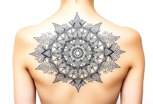 intricate mandala with sacred geometry and cosmic elements tattoo idea