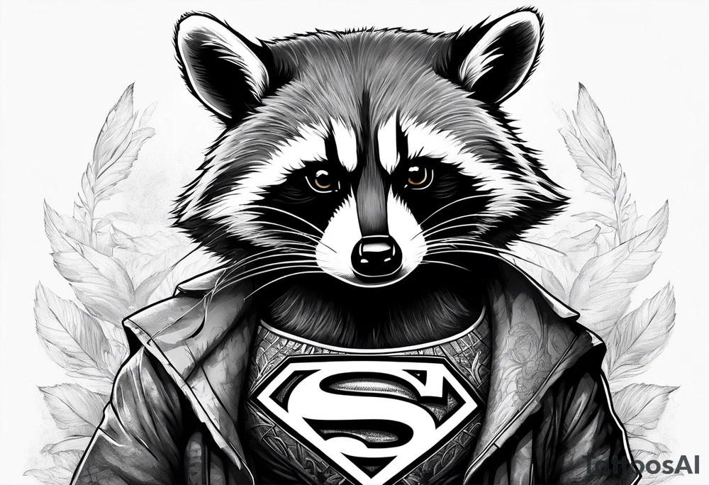 raccoon wearing a Superman t-shirt tattoo idea raccoon wearing a Superman t-shirt tattoo idea