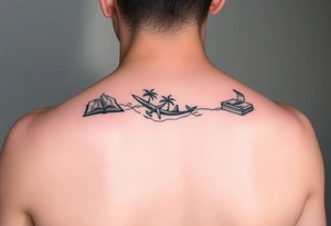 A black and white tattoo for someone who loves ocean, travel and books. Something unique. tattoo idea