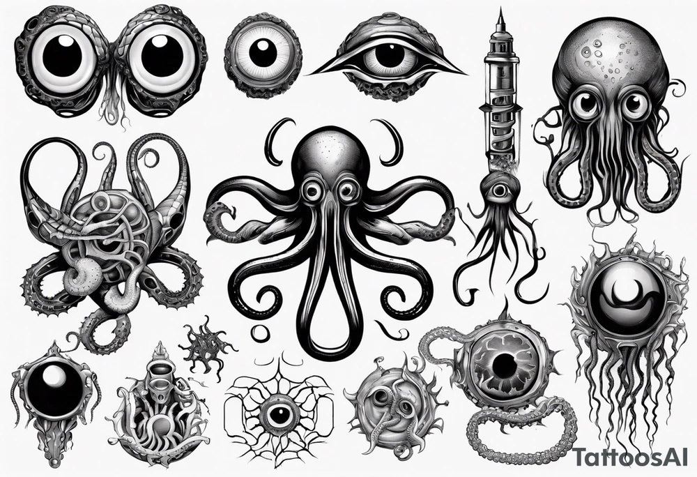 lovecraft theme with tentacle and eyes tattoo idea lovecraft theme with tentacle and eyes tattoo idea