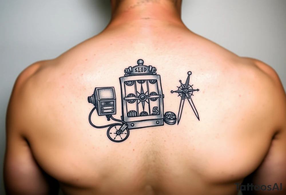 Slot machine and compass tattoo idea