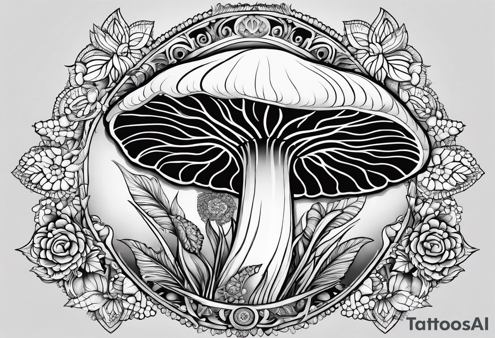 Shaggy mane mushroom mandala tattoo design tattoo idea