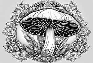 Shaggy mane mushroom mandala tattoo design tattoo idea