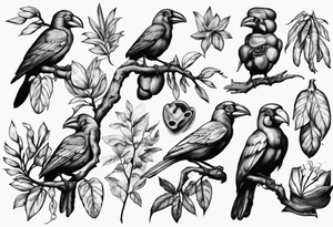 Doctor Bird. Ackee. Tree root. Family initials tattoo idea