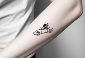 animal Ladybug driving car tattoo idea