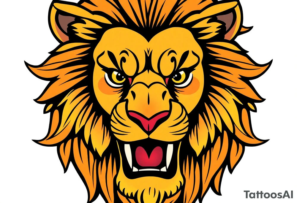 powerful majestic lion, close-up tattoo idea