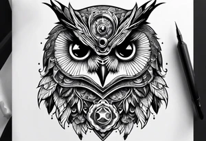 mechanical owl tattoo idea