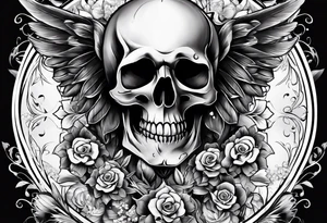 Memento mori written skull sleeve tattoo design tattoo idea