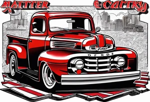 1987 Red ford truck illustration tattoo idea