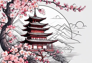 我爱你 一生一世 with cherry blossoms around it tattoo idea