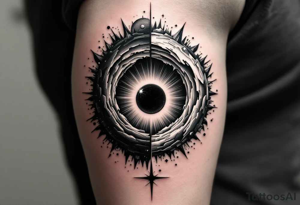 2 different worlds on both sides of a black hole tattoo idea