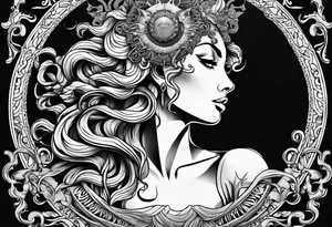 Medusa with the sun behind her tattoo idea