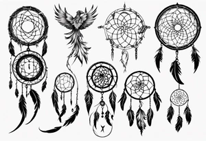 Phoenix dream catcher tail tattoo idea