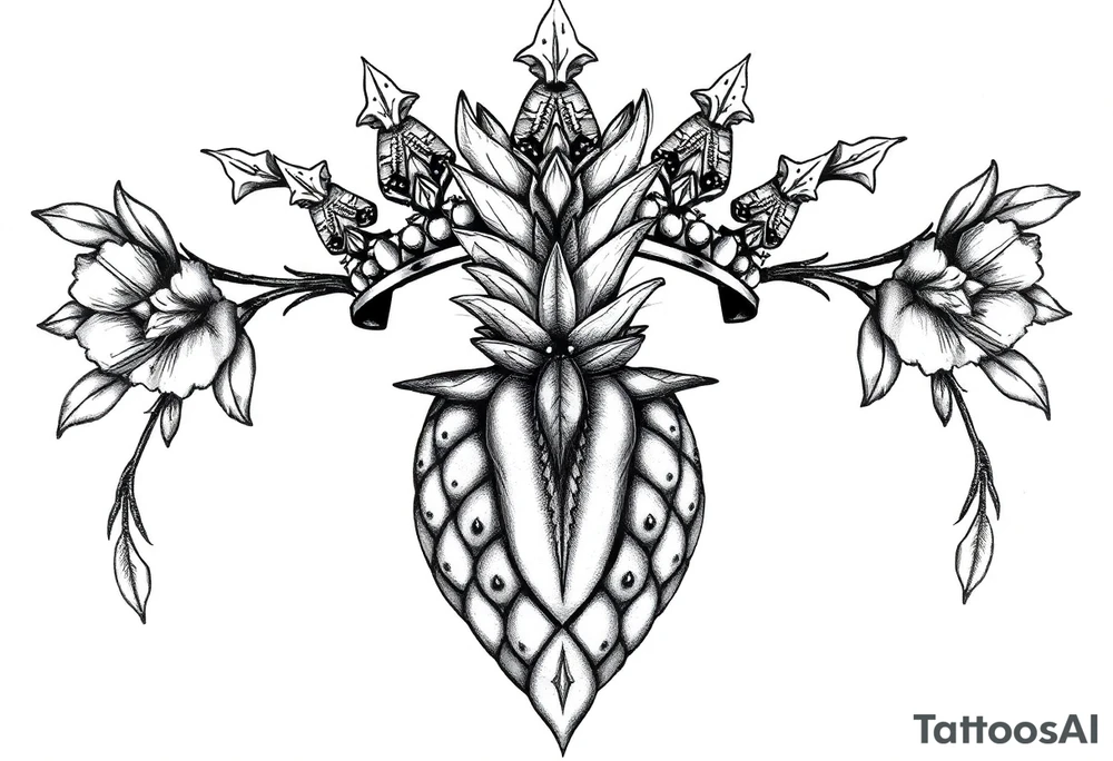 Majestic crown ,pineapple vagina and anus tattoo idea