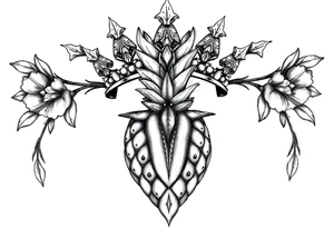 Majestic crown ,pineapple vagina and anus tattoo idea