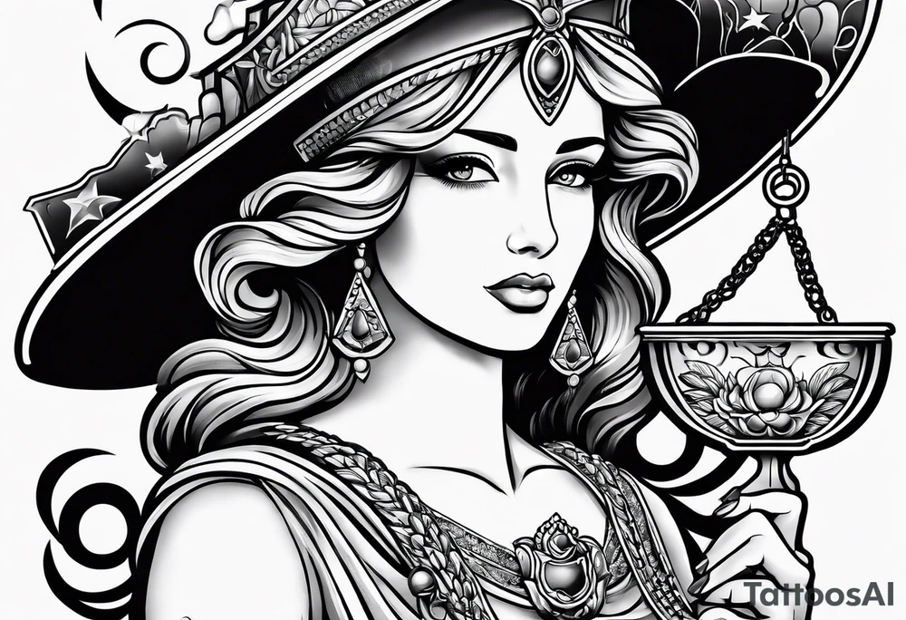 Themis with scales in hands tattoo idea