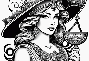 Themis with scales in hands tattoo idea