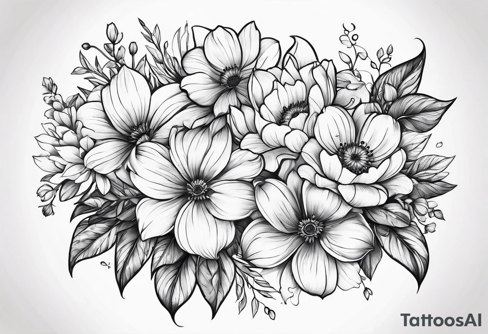 February and June Flowers tattoo idea