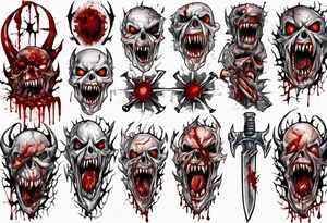 Sharp teeth
Biting blade
Horror
Blood
Cracked tattoo idea