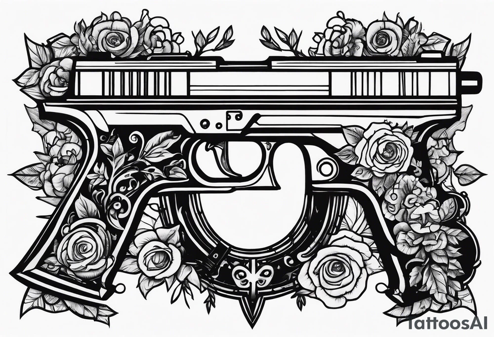 The letters AR with pistols on each side tattoo idea