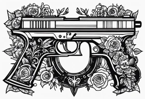 The letters AR with pistols on each side tattoo idea