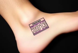 Racing half marathon bib 2013 purple and gold running safety pins piercing the skin running tattoo idea