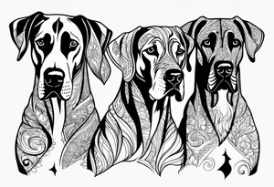 4 Great Dane heads together tattoo idea