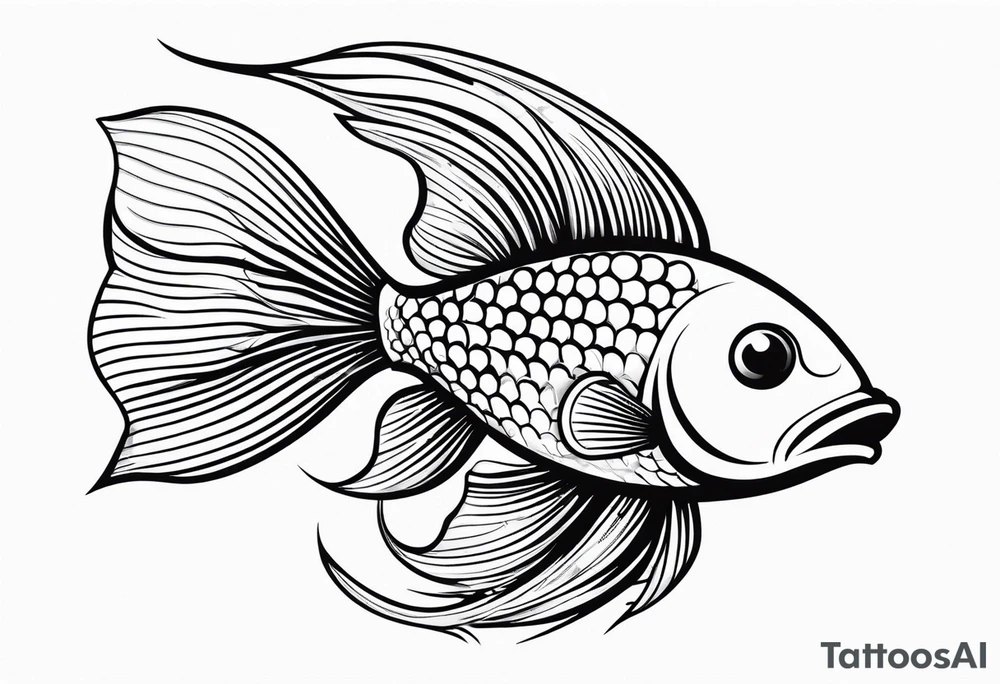 A fish with a beautiful tail, with graceful movement. tattoo idea