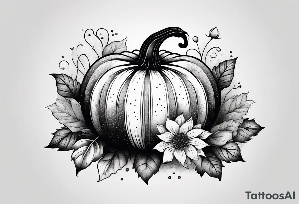 pumpkin with flowers tattoo idea