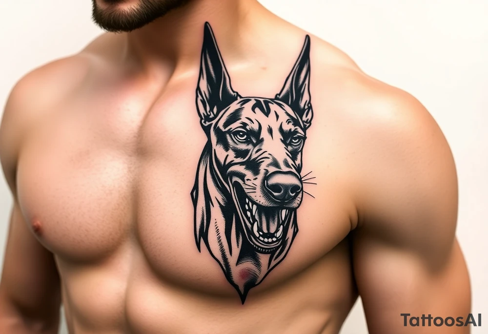 Angry doberman tattoo idea