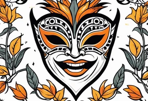 Laughing Male masquerade mask with orange and black thorns tattoo idea