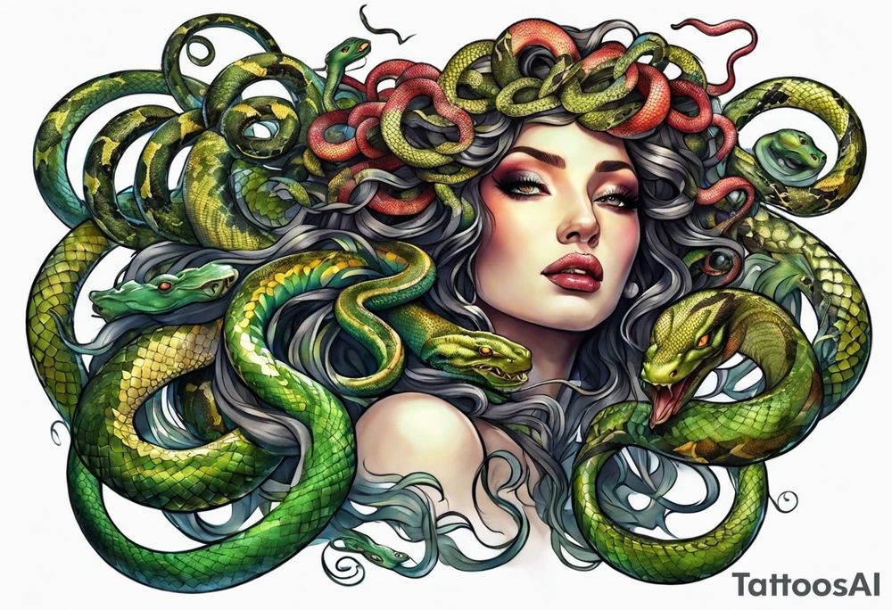 Medusa with a head full of snakes tattoo idea