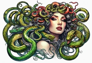 Medusa with a head full of snakes tattoo idea