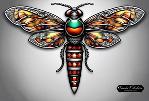 Sword behind cicada tattoo idea