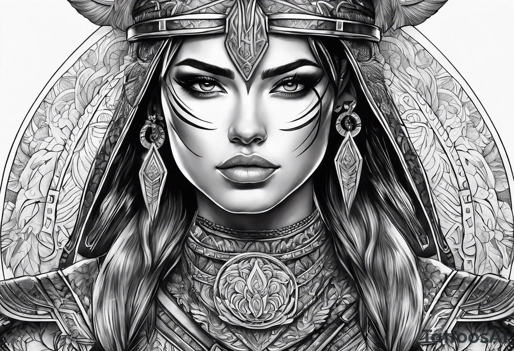 Woman warrior tattoo idea