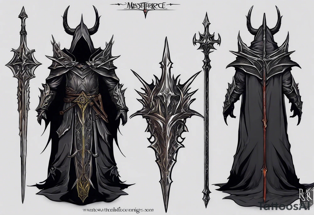 witch king lord of the real rings, leg piece which would take up the back side of my calf, from the back of knee to ankle tattoo idea