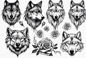 Wolf with roses and broken glass tattoo idea