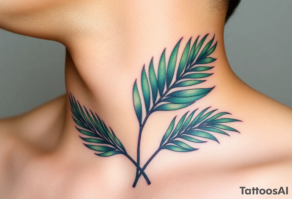 palm leaves neck tattoo tattoo idea