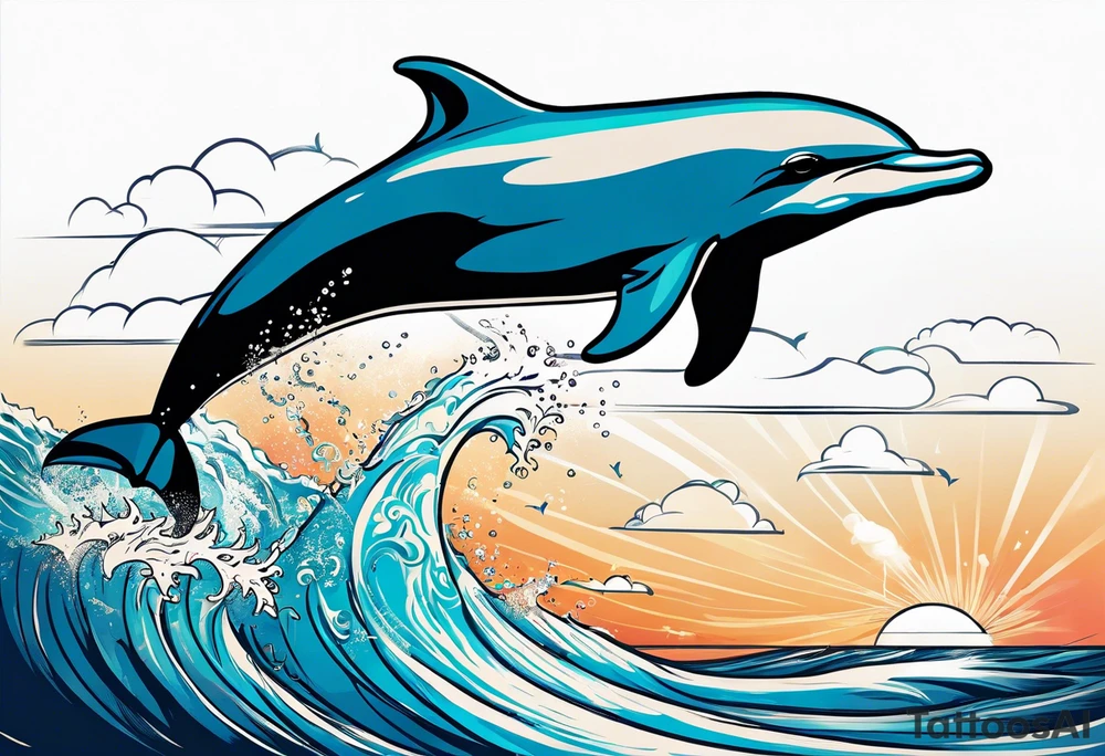 dolphin jumping out the ocean tattoo idea