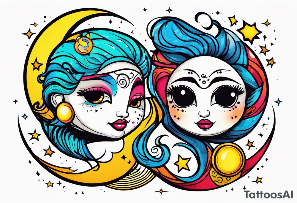 Sol e lua juntos tattoo idea