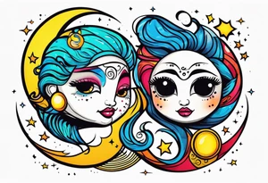 Sol e lua juntos tattoo idea