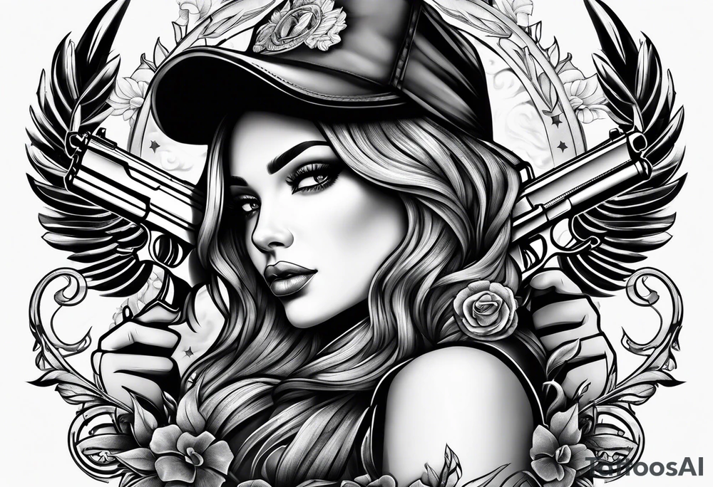 gangsta girl and guns tattoo idea